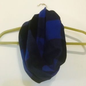 Black and blue plaid flannel infinity scarf